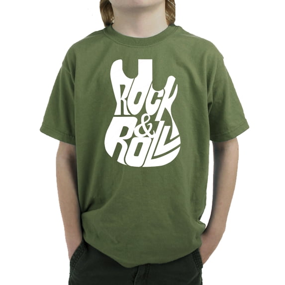 Rock And Roll Guitar - Boy's Word Art T-Shirt
