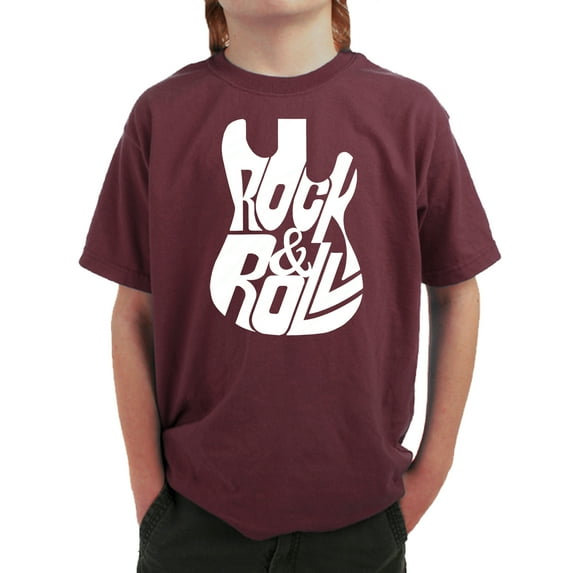 Rock And Roll Guitar - Boy's Word Art T-Shirt