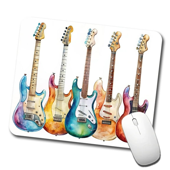 Rock And Roll Guitar Collection Watercolor Mouse Pad Low Profile Gaming Mat