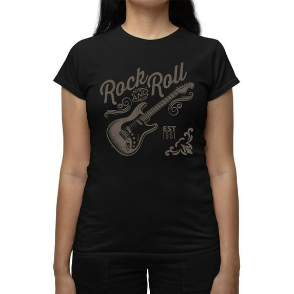 Rock And Roll Guitar Graphic Tee T-shirt Women's