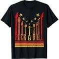 thumbnail image 1 of Rock And Roll Guitar Lover Vintage T-Shirt Rockers TShirt T-Shirt Black Large, 1 of 4