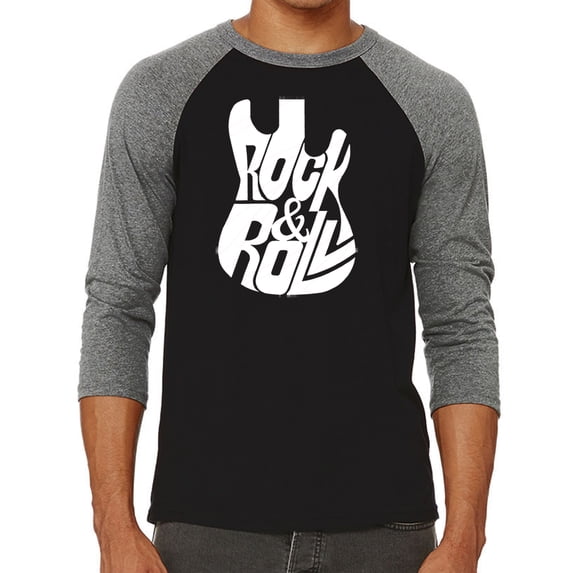 Rock And Roll Guitar - Men's Raglan Baseball Word Art T-Shirt