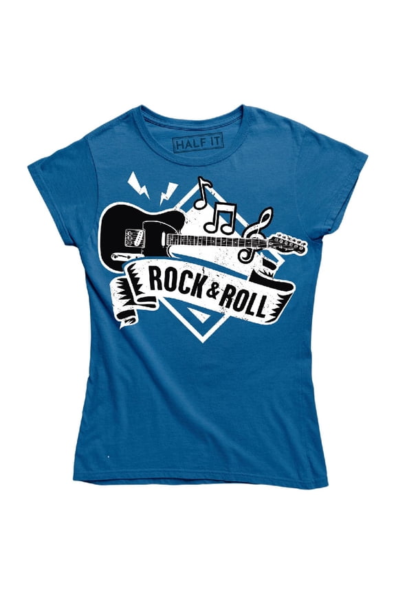 Rock And Roll Guitar Over Diamond Frame And Flying Notes Music Lover T-Shirt