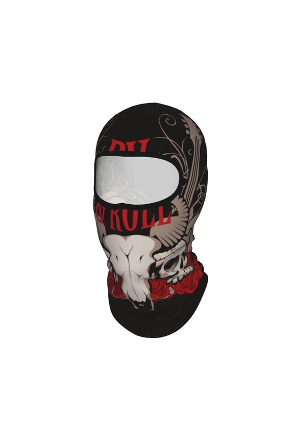 Rock And Roll Guitar Skull Roses Unisex Balaclava Ski Mask Full Face Cover for Cold Weather & UV Protection, Breathable Cooling Helmet Liner