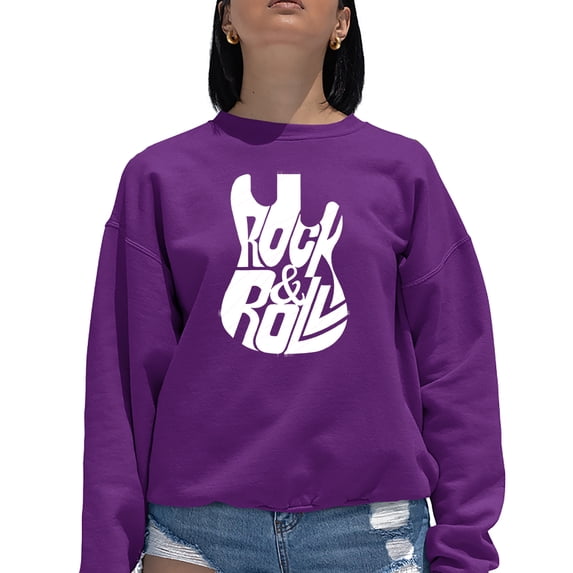 Rock And Roll Guitar - Women's Word Art Crewneck Sweatshirt