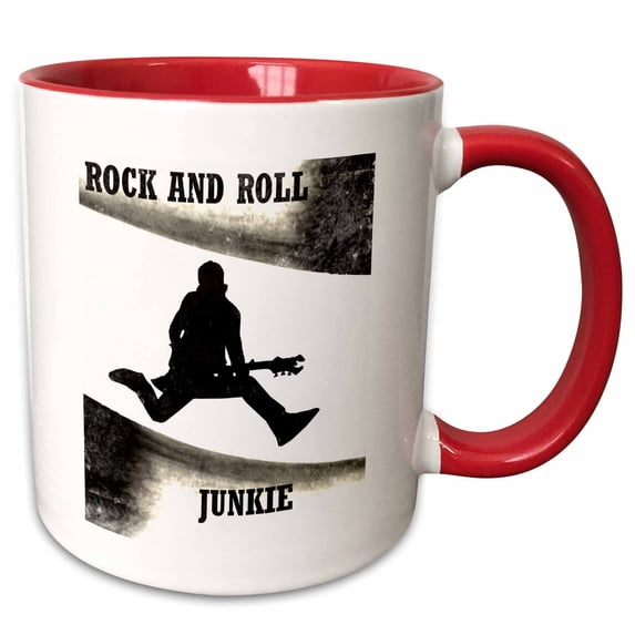 3drose, Rock and Roll Junkie, 15oz Two-tone Red Mug