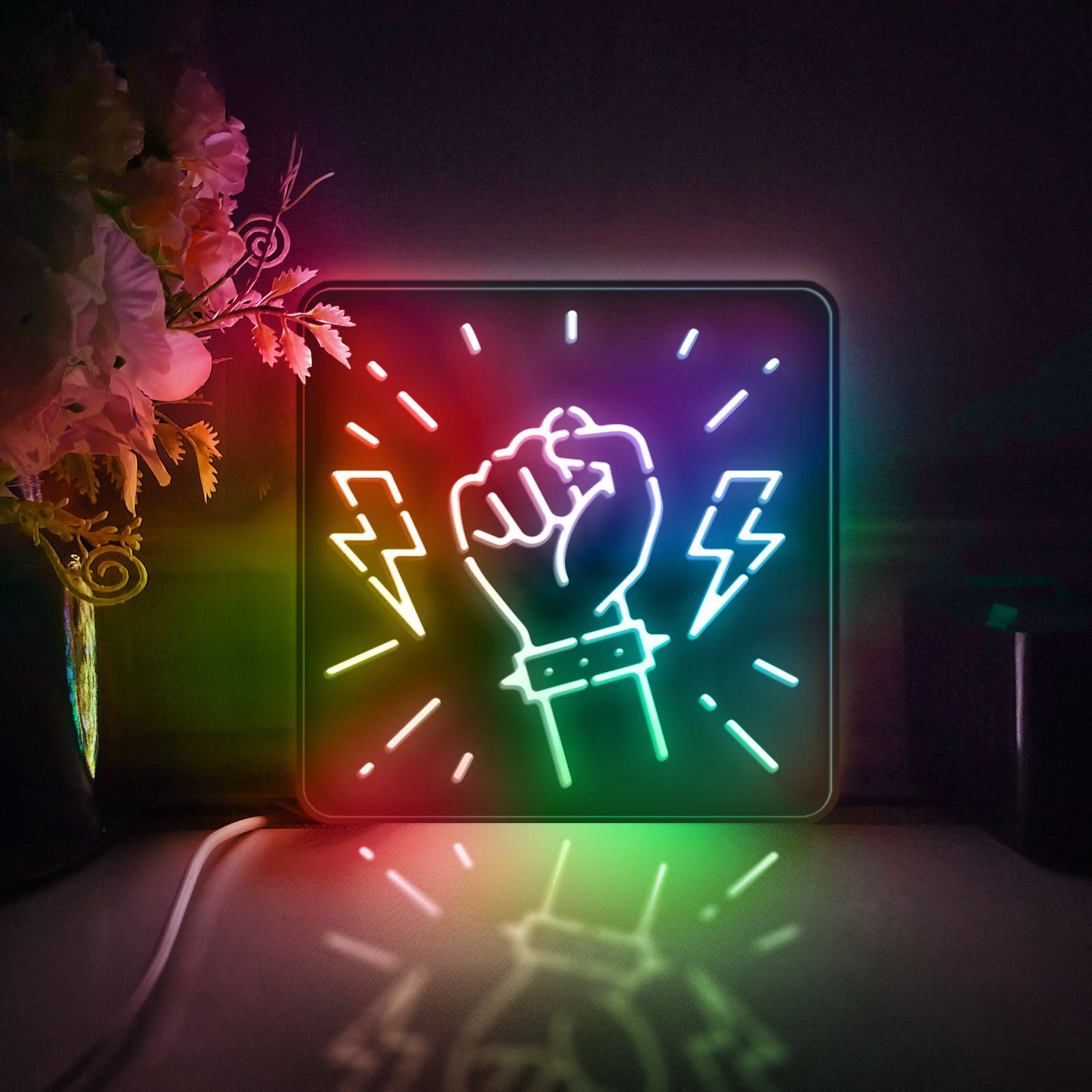 Rock And Roll Led Light Box, Dimmable Neon-Like Light Signs USB Power ...