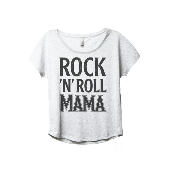 Rock And Roll Mama Women's Fashion Slouchy Dolman T-Shirt Tee Heather White X-Large