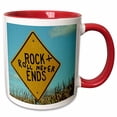 thumbnail image 1 of 3drose, Rock and Roll Never Ends Street Sign in Rural Iowa, 11oz Two-tone Red Mug, 1 of 6