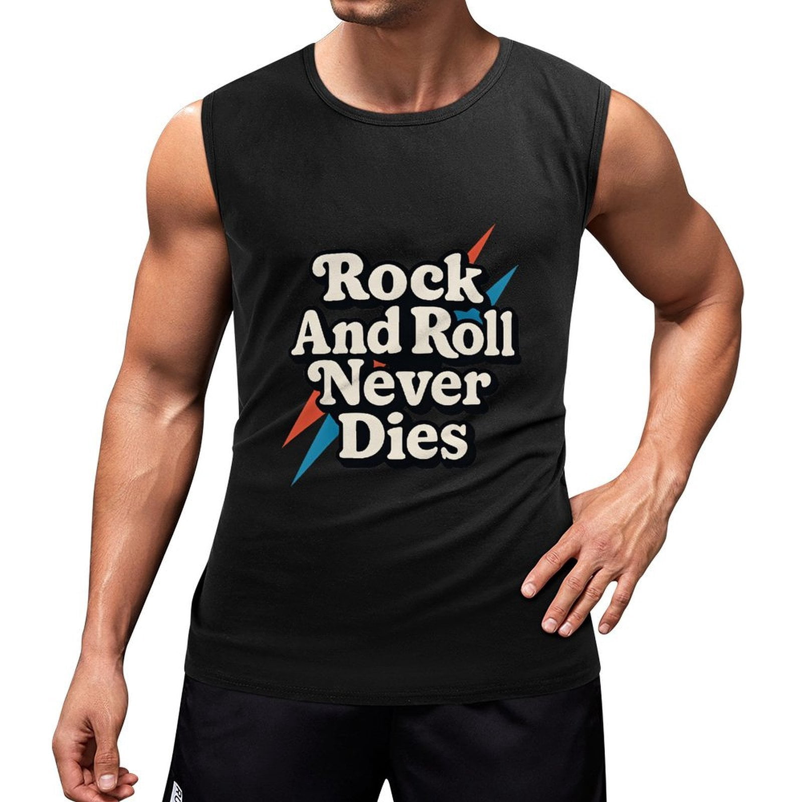 Men's Rocker Image Rock And Roll Sleeveless Shirts for Men Workout Tank Tops Mens Muscle ...