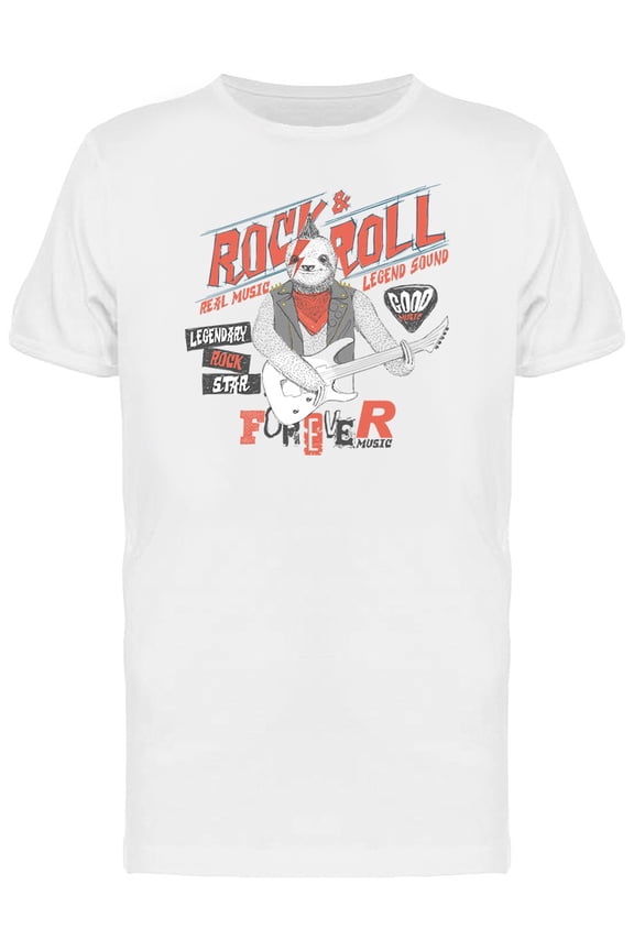 Rock And Roll Sloth Graphic T-Shirt Men -Image by Shutterstock, Male Small
