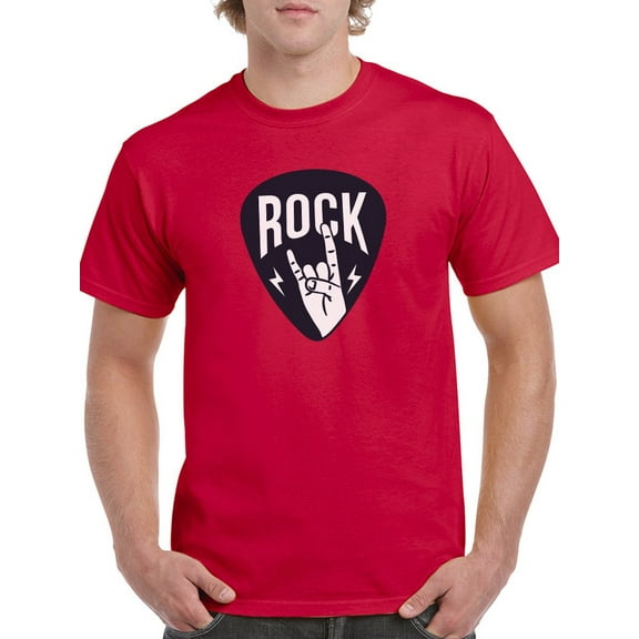 Rock Badges Rock On Design Men Red T-Shirt, Male Small