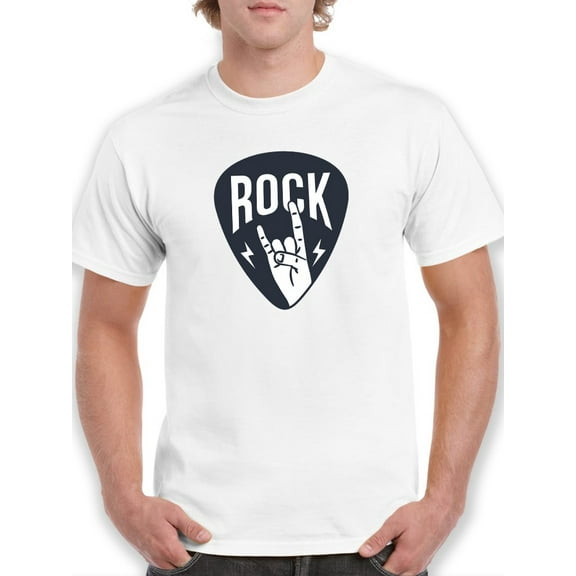 Rock Badges Rock On Design Men White T-Shirt, Male Medium