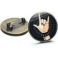 thumbnail image 1 of Rock Band Cool Gesture Badge Pin - Harajuku Style Hip Hop Rock Hand Printed w/ Glass Round Brooch Button Pin - 2cm, 1 of 1