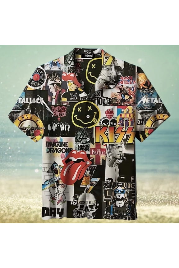 Rock Band Logo 3D All Print Hawaiian Shirt
