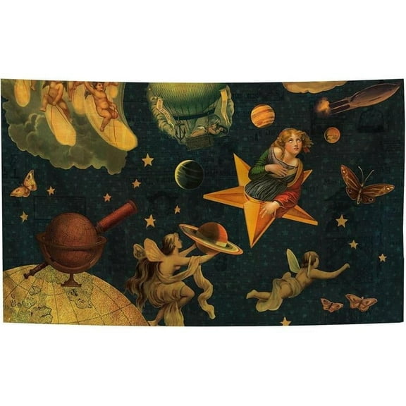 Rock Band Pumpkins Tapestry Mellon Collie And The Infinite Sadness Album Cover Tapestry 40x60 IN with Tapestry Wall Hanging for College Dorm Room Decor, Parties, Gift, green