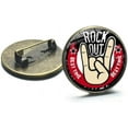 thumbnail image 1 of Rock Band, Rock Out Best Time Badge Pin - Harajuku Style Hip Hop Rock Hand Printed w/ Glass Round Brooch Button Pin - 2cm, 1 of 1