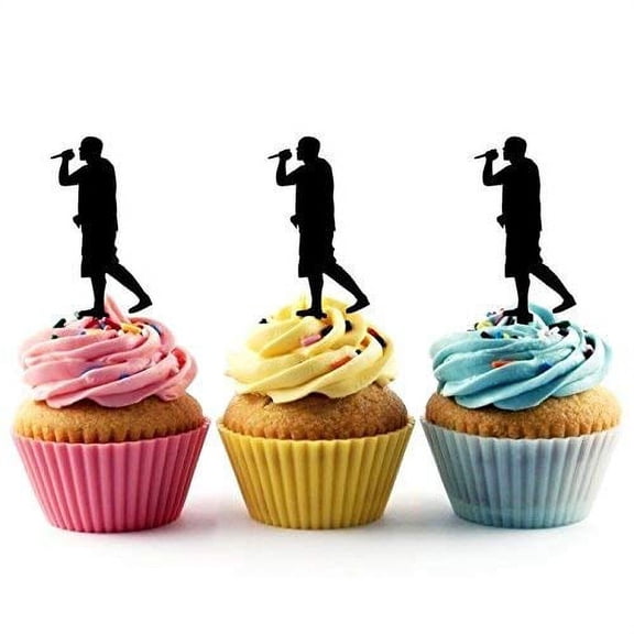 Rock Band Singer Silhouette Acrylic Cupcake Toppers 12 pcs