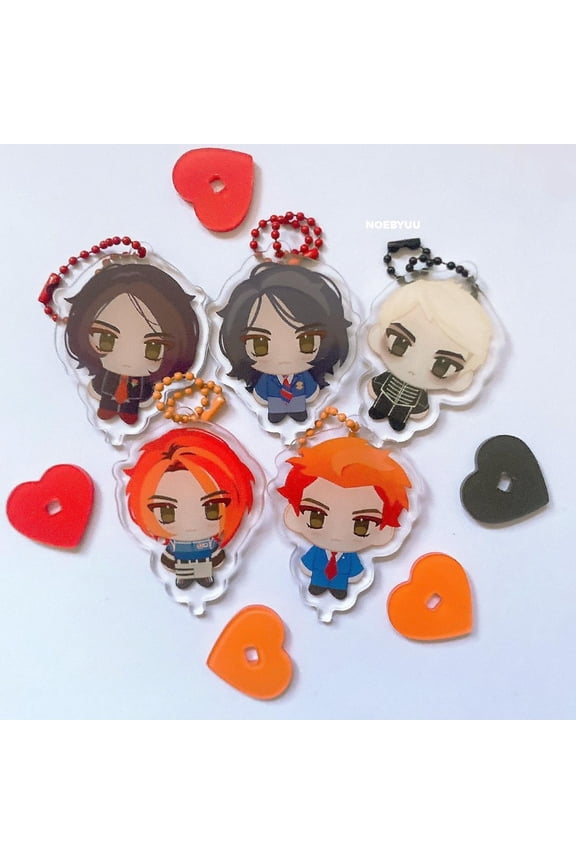 Rock Band Singer Standee Acrylic Keychain Cute Chibi Fan Art Bag Charm, random 1 pack