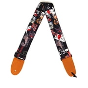 Rock Bands Cotton 2.3 Inches Wide Guitar Strap | 100% Cotton with genuine leather