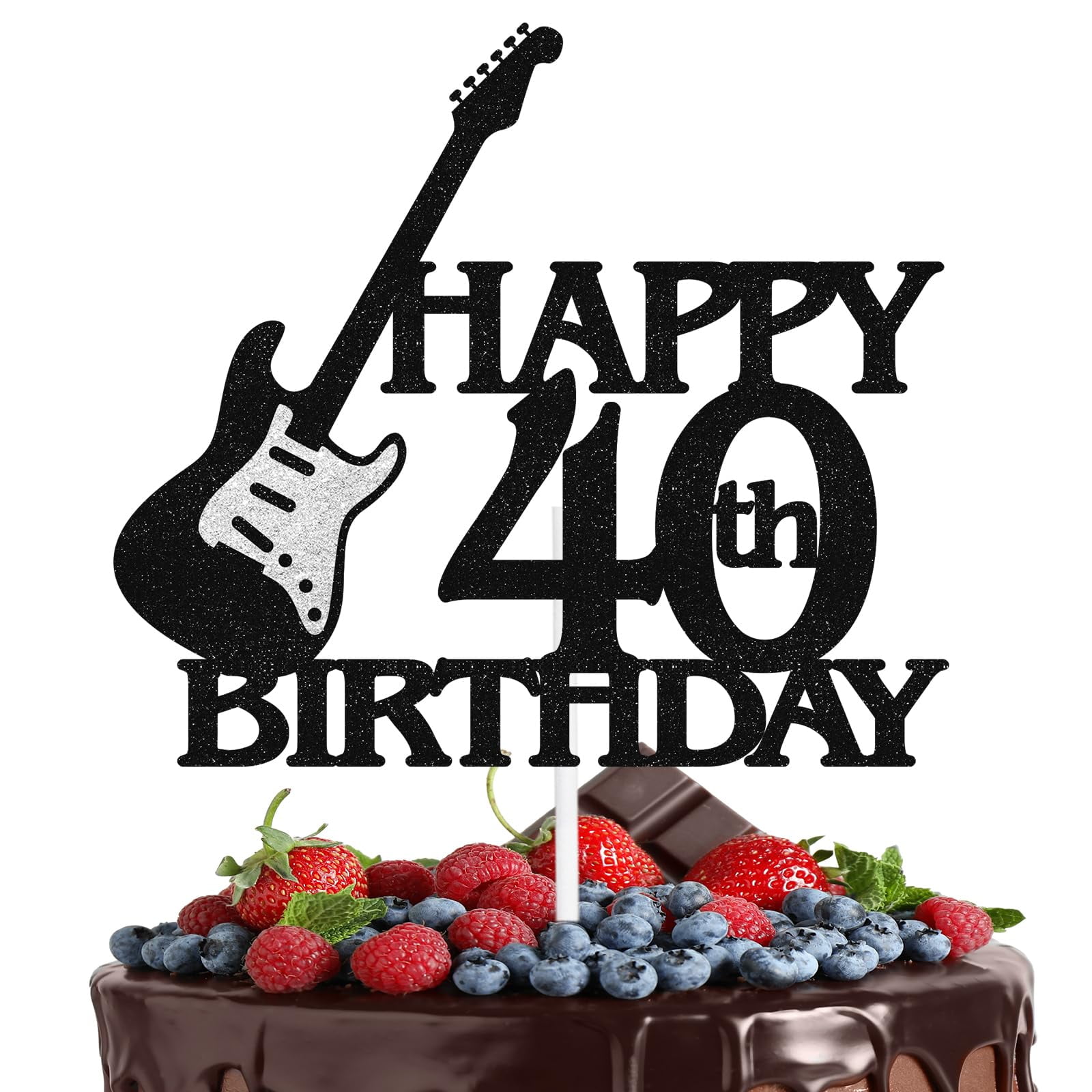 Rock Bass Cake Topper Guitar Themed RST1 40th Happy Birthday Black ...