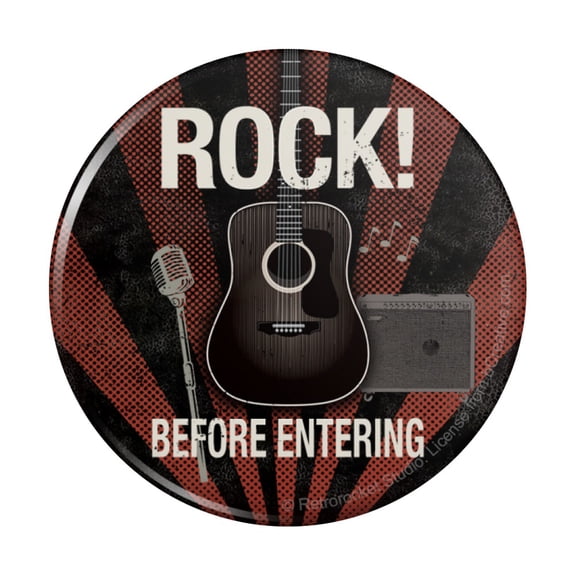 Rock Before Entering and Roll Music Guitar Pinback Button Pin
