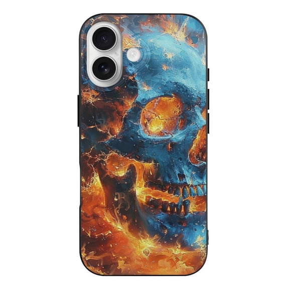 Rock Blue Skull Flame Black TPU Case for iPhone 17 Slim Shockproof Protective Phone Cover