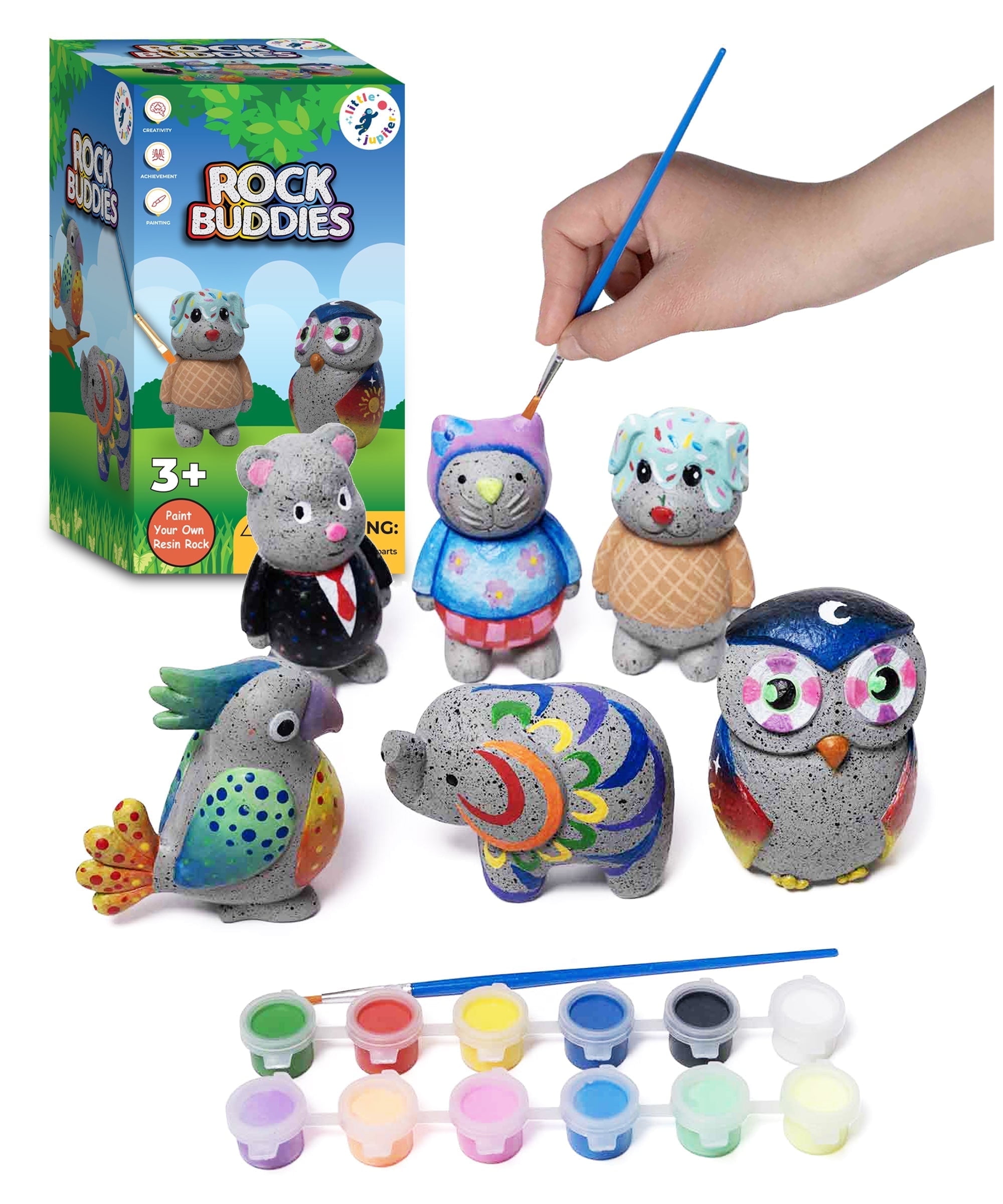 Rock Buddies - DIY Resin Shapes Stone Like Figures - Similar to Rock Painting for 3-12 Years Old