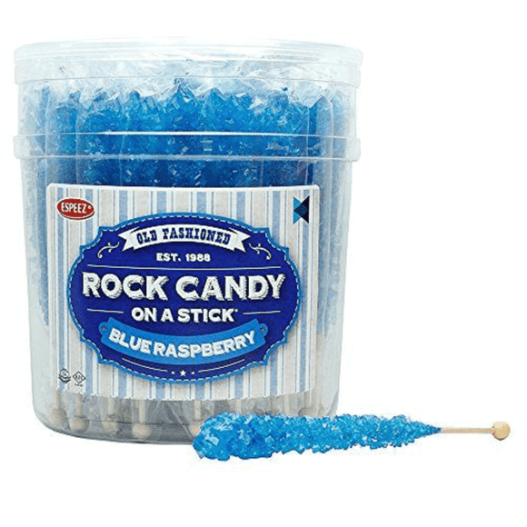 Rock Candy On A Stick - Blue Raspberry - 36 Ct. Tub - Individually Wrapped Lollipops