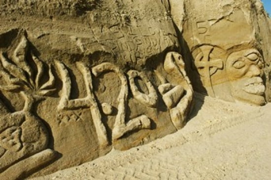 Rock Carvings between Fillmore and Moorpark California USA Canvas Art - Panoramic Images (24 x 16)