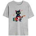 thumbnail image 1 of Rock Cat Guitar Tee Graphic T Shirt Tops Cool Music Lover Vintage Gray S-3XL Band Tour Style, 1 of 5