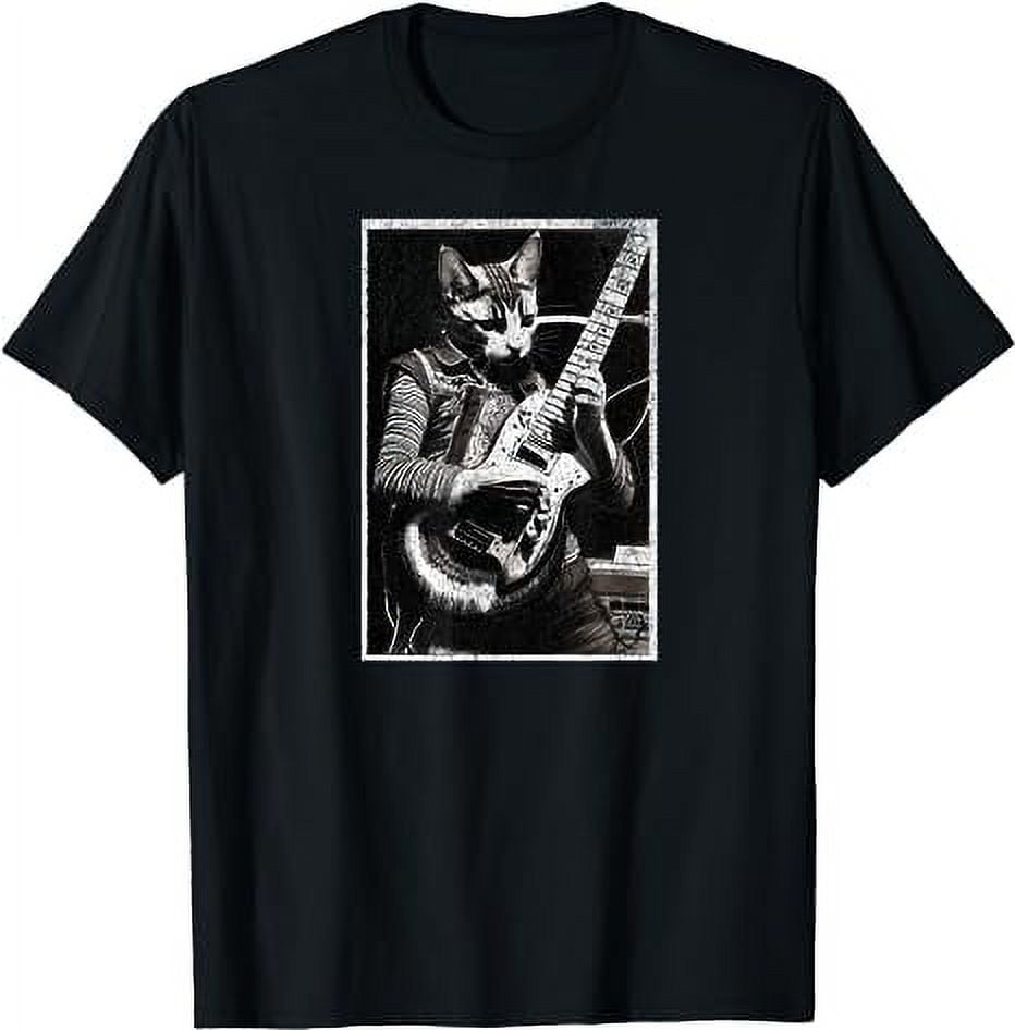 Rock Cat Playing Guitar Funny Guitar Cat Rockstar Roll TShirt