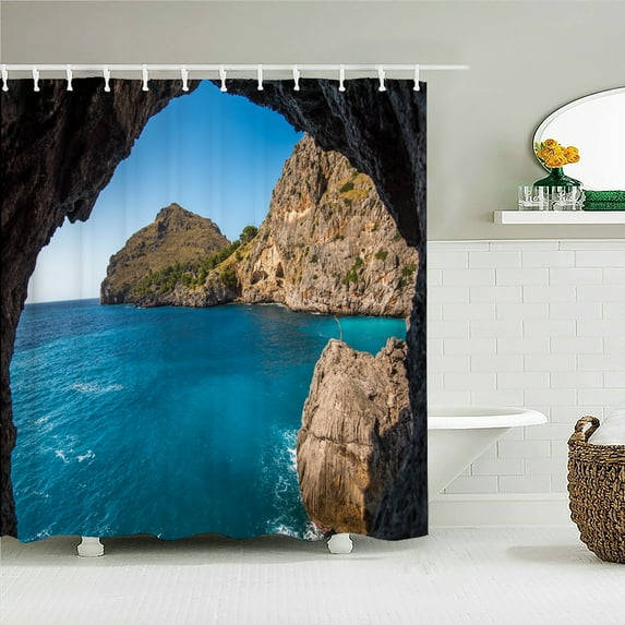 Rock Cave Sea landscape Shower Curtains Bathroom Curtain Frabic Waterproof Polye