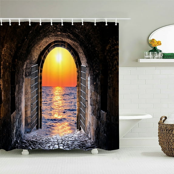 Rock Cave Sea landscape Shower Curtains Bathroom Curtain Frabic Waterproof Polye