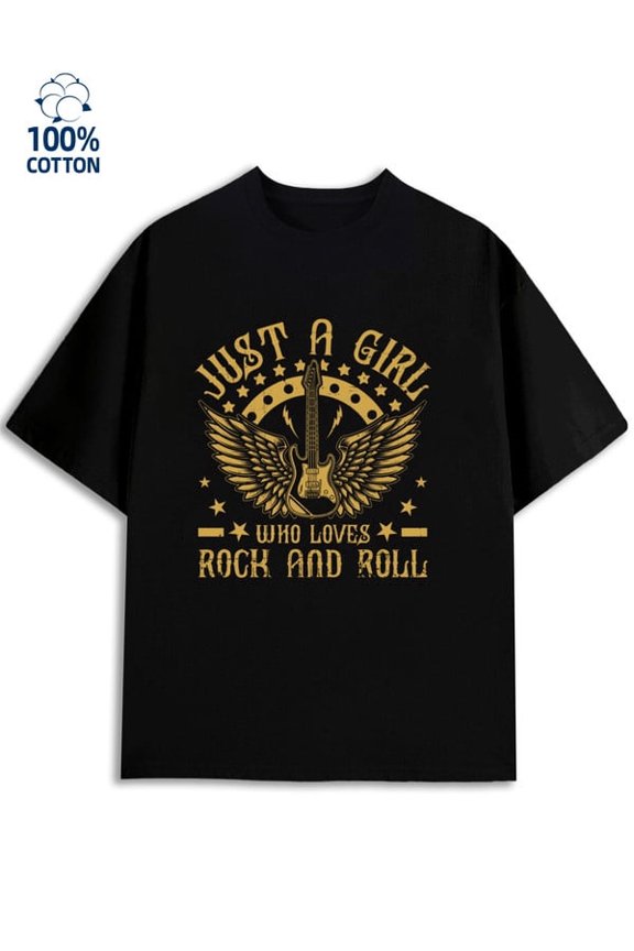 Rock Chick Tee mens music 180G 100% Cotton black digital vintage Unique Design Unisex Shirt Graphic Tee tshirts Vintage Unisex Shirt Cotton tshirts Vintage Unisex Shirt Short Sleeve tshirts