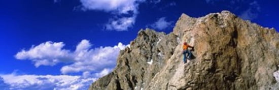 Rock Climber Grand Teton National Park WY USA Canvas Art - Panoramic Images (18 x 6)