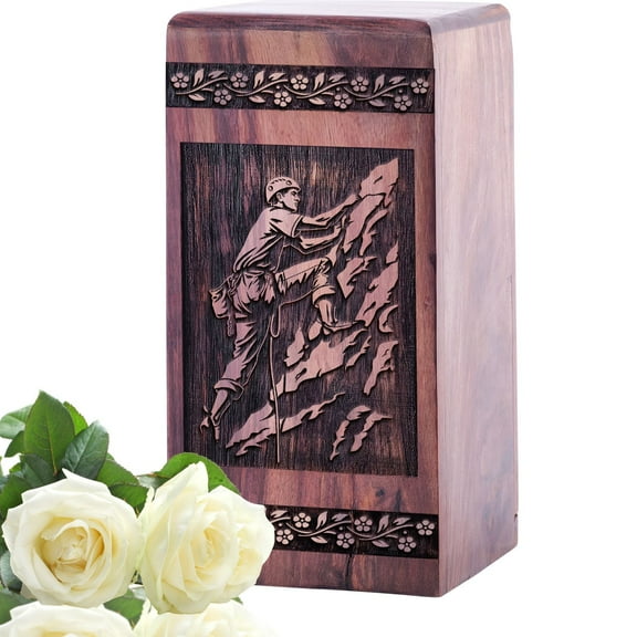 Rock Climber Urn - Large Urns For Human Ashes Adult Female - Cremation Urns For Human Ashes - Memorial Urns For Human Ashes Keepsake - Wooden Urns For Human Ashes - Urns For Ashes Adult Male -14 Inch
