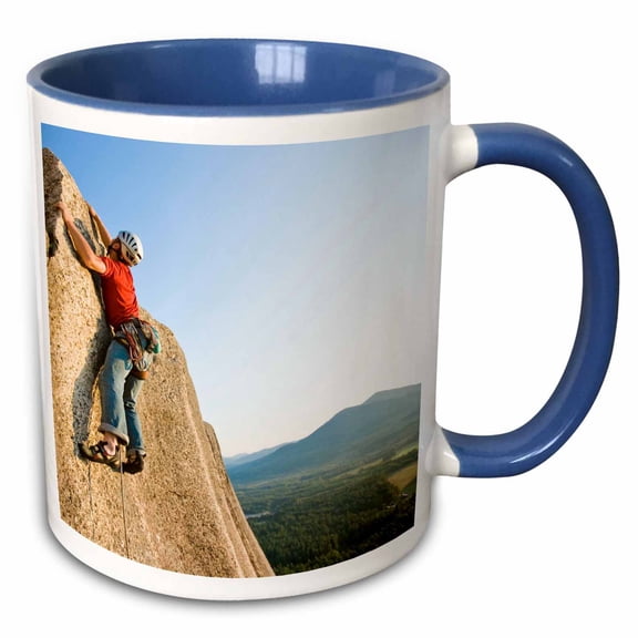 3drose, Rock Climbing, Cathedral Ledge Echo Lake Nh - Us30 Jmo1477 - Jerry and Marcy Monkman, 15oz Two-tone Blue Mug