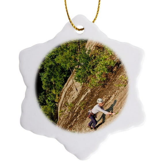 3drose, Rock Climbing, Cathedral Ledge Echo Lake Nh - Us30 Jmo1482 - Jerry and Marcy Monkman, 3 inch Snowflake Porcelain Ornament