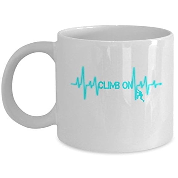 Rock Climbing 11 oz Coffee Mug - Climb On White Ceramic Gift