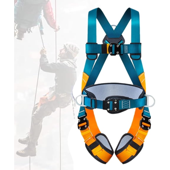 Rock Climbing Harness Roofing Safety Belt Rope Not Included, Advanced Rappel System with Reinforced Support Professional Use for Construction High Rise Mountain Rescue