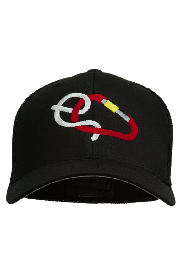 Rock Climbing Hitch Embroidered Flexfit Mesh Cap - Black OSFM