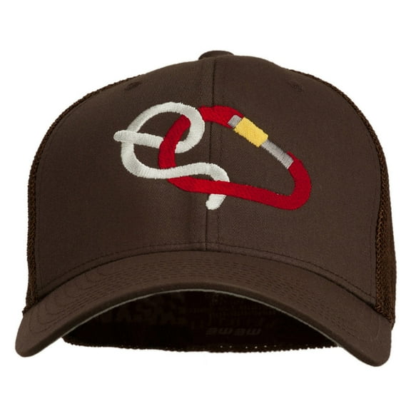 Rock Climbing Hitch Embroidered Flexfit Mesh Cap - Brown OSFM