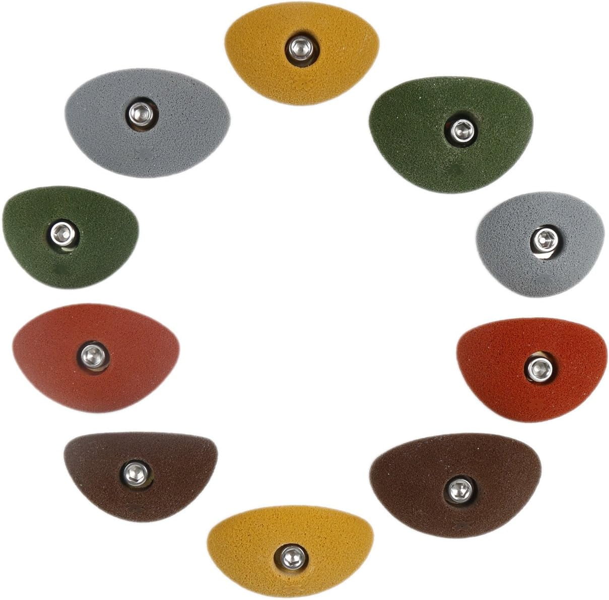 Rock Climbing Holds Set of 10 BoltOn Oval Crimps Style 1 in Assorted