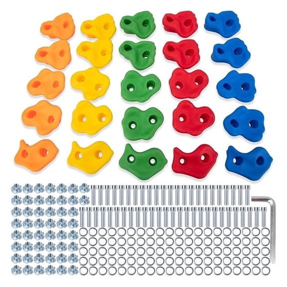 Rock Climbing Holds for Kids - 25 Pcs Climbing Wall Grips, Outdoor Rock Wall Kit, DIY Climbing Holds for Backyard, Play Sets, Gym, Multicolor