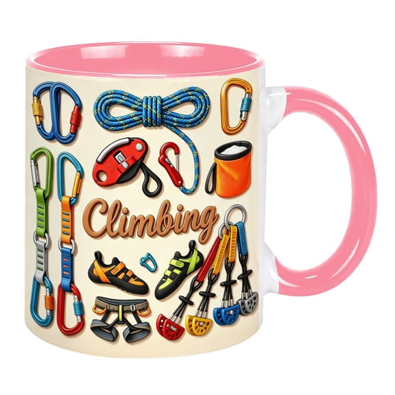 Rock Climbing Mug, 11 oz Ceramic Coffee Cup with Colorful Climbing Hold Design, Gift for Climbers, Coaches and Outdoor Enthusiasts