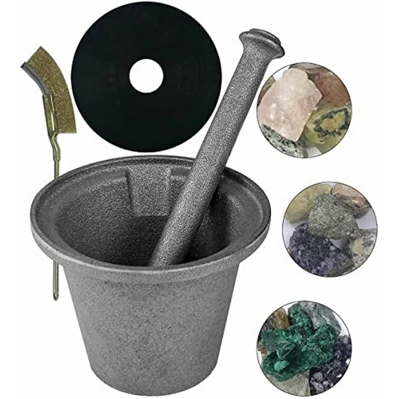 Rock Crusher Cast Iron Mortar and Pestle Rock-Ore Crusher Spice Grinder Thai Mortar and Pestle (Large Diameter 6.5'')