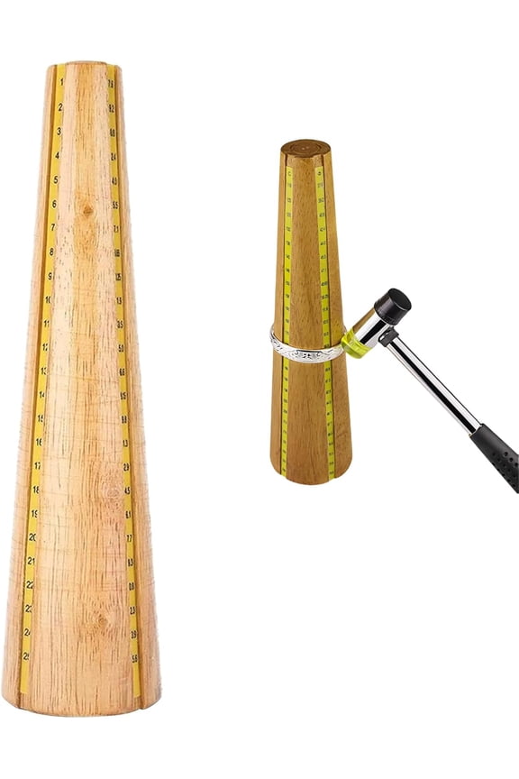 Bracelet Mandrel Measuring Tool: A 2025 new wooden tool for shaping and sizing bracelets, with a scale for easy measurement. Suitable for jewellery making.