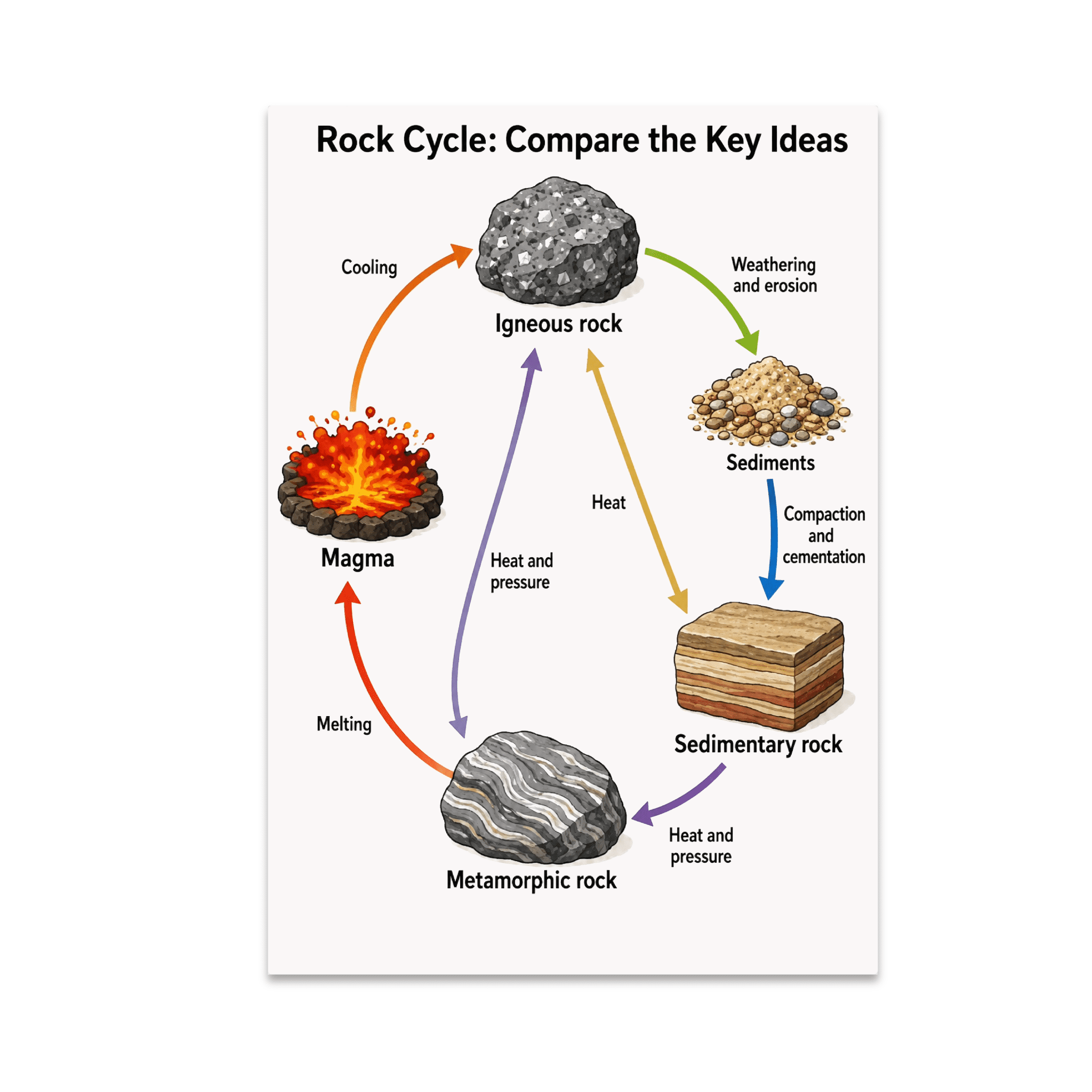 Rock Cycle Educational Reference - Earth Science Students - 13x19 ...