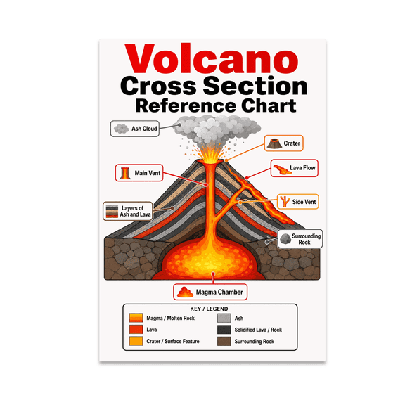 Rock Cycle Flow Chart Poster - Geology Student - 13x19 Poster Print